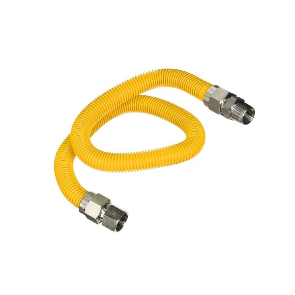 Flextron Gas Line Hose 5/8'' O.D.x24'' Len 3/4" FIPxMIP Fittings Yellow Coated Stainless Steel Flexible FTGC-YC12-24P - main